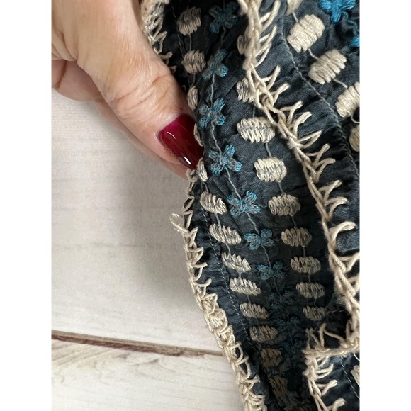 Johnny Was Shirt Womens Small Teal Embroidered Boho Tunic Top Cupra Rayon - Picture 3 of 9